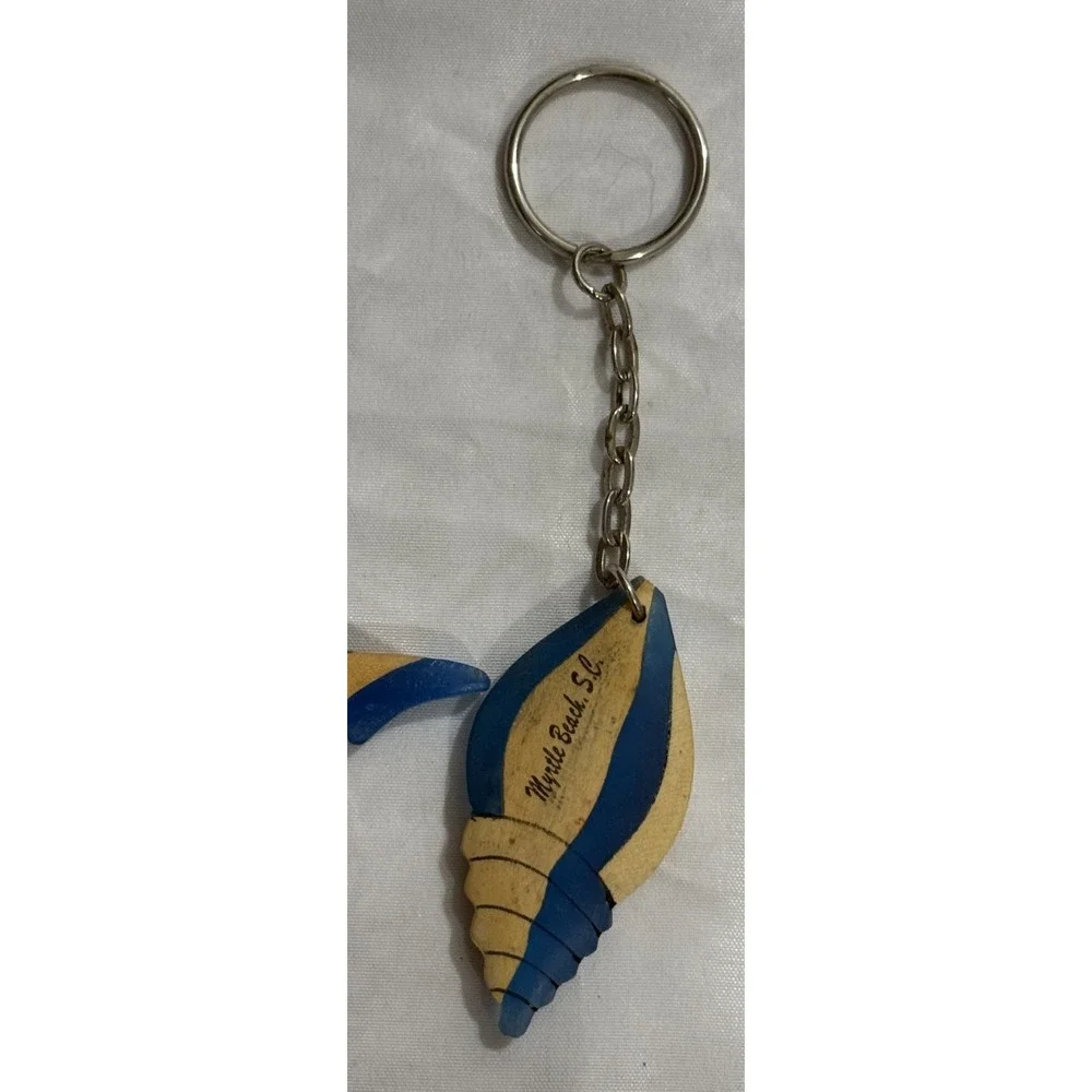 Lot of 4‎ Souvenir Keyrings Myrtle Beach, SC Shell, Dolphin, Sailboat, Shark
